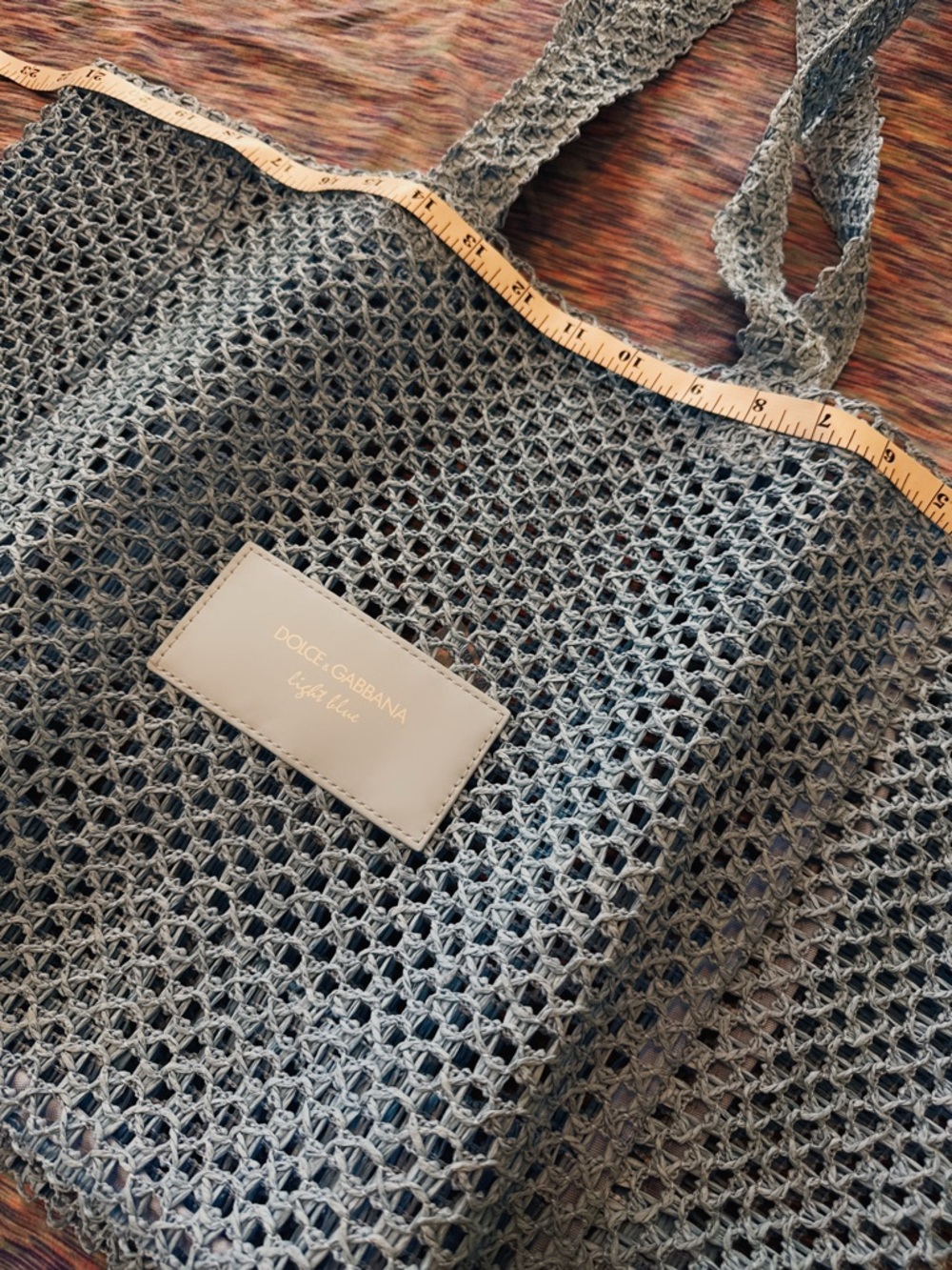 Dolce & Gabbana Light Blue Crochet mesh Tote Bag